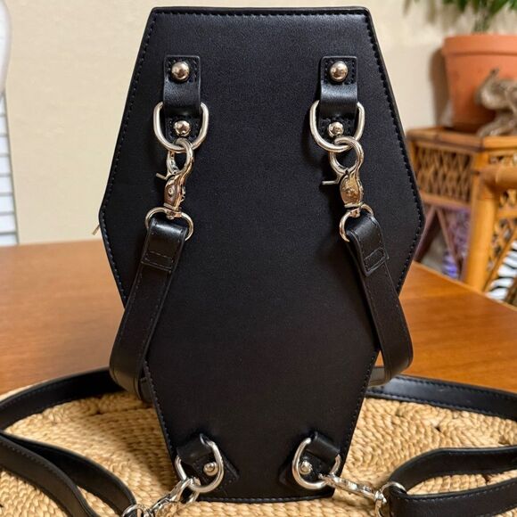 NWOT Dolls Kill Widow Vegan Leather ROSE RESURRECTION COFFIN BACKPACK Black main image 10